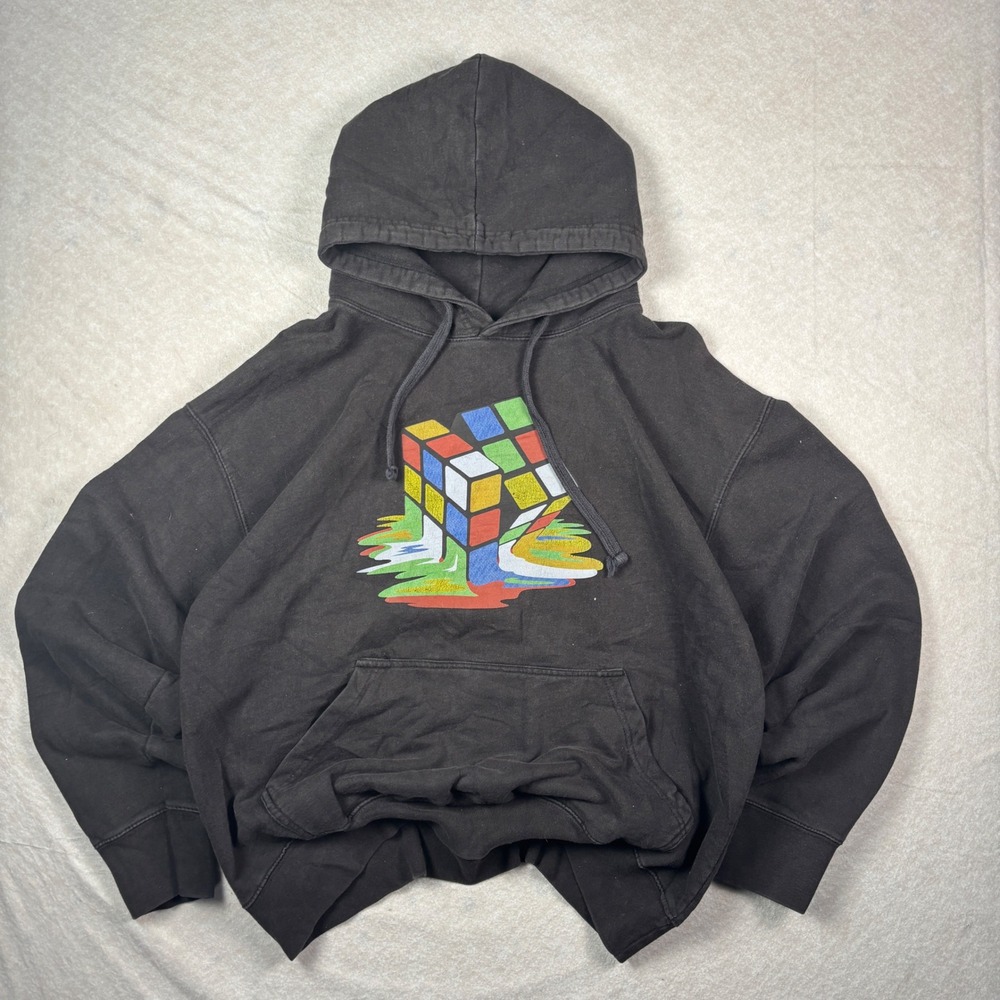 Black Original Classic Hoody Rubik's Cube Graphic Hoodie – XL